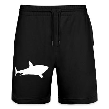shark hai - Stanley/Stella Unisex Bio Joggingshorts Trainer  - Schwarz - Vorne - Nik (191cm) & Marisol (170cm)
