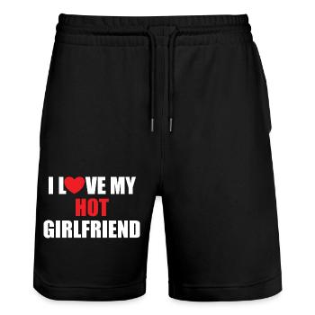 J’adore ma petite amie chaude - j’adore Liebe schön - Short de jogging bio TRAINER Stanley/Stella unisexe - noir - Devant - Nik (191cm) & Marisol (170cm)