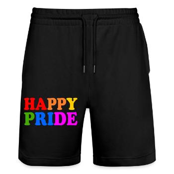Happy pride - Short de jogging bio TRAINER Stanley/Stella unisexe - noir - Devant - Nik (191cm) & Marisol (170cm)