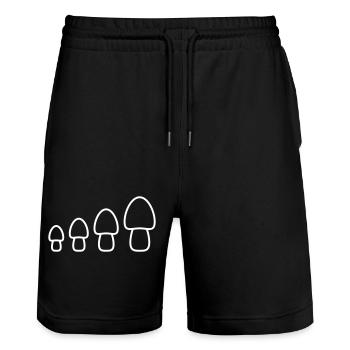 Viele Weiße Pilze 4 Klein Groß Reihe Vier Fungus - Stanley/Stella Unisex Bio Joggingshorts Trainer  - Schwarz - Vorne - Nik (191cm) & Marisol (170cm)