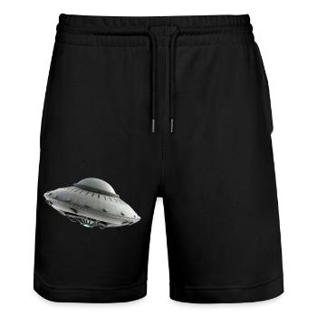 Ufo Alien science fiction - Stanley/Stella Unisex Bio Joggingshorts Trainer  - Schwarz - Vorne - Nik (191cm) & Marisol (170cm)