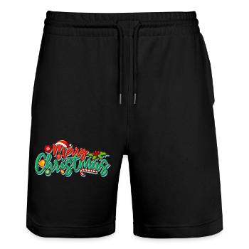 Merry Christmas - Stanley/Stella Trainer Unisex Organic Jogging Shorts - black - Front - Nik (191cm) & Marisol (170cm)