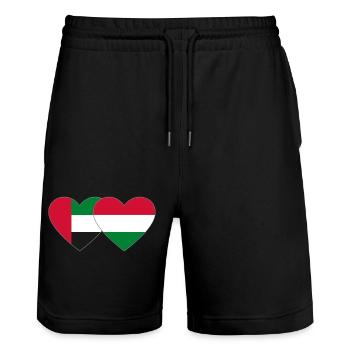 Vereinigte Arabische Emirate Ungarn Flagge Herz - Stanley/Stella Unisex Bio Joggingshorts Trainer  - Schwarz - Vorne - Nik (191cm) & Marisol (170cm)