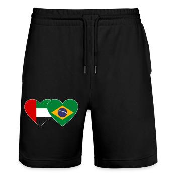 Émirats arabes unis Brésil Drapeau Coeur - Short de jogging bio TRAINER Stanley/Stella unisexe - noir - Devant - Nik (191cm) & Marisol (170cm)