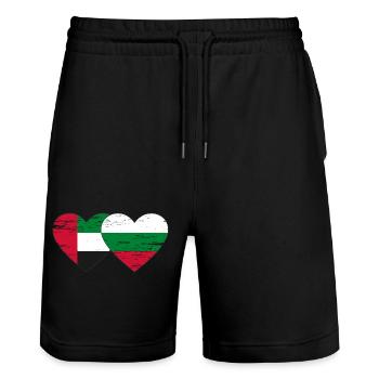 Émirats arabes unis Bulgarie Drapeau Coeur - Short de jogging bio TRAINER Stanley/Stella unisexe - noir - Devant - Nik (191cm) & Marisol (170cm)