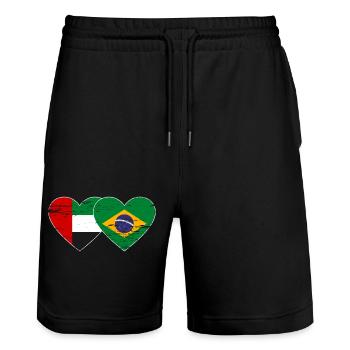 Vereinigte Arabische Emirate Brasilien Flagge Herz - Stanley/Stella Unisex Bio Joggingshorts Trainer  - Schwarz - Vorne - Nik (191cm) & Marisol (170cm)