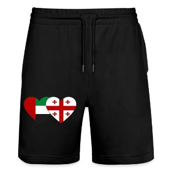 Vereinigte Arabische Emirate Georgien Flagge Herz - Stanley/Stella Unisex Bio Joggingshorts Trainer  - Schwarz - Vorne - Nik (191cm) & Marisol (170cm)