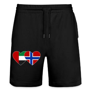 Vereinigte Arabische Emirate Norwegen Flagge Herz - Stanley/Stella Unisex Bio Joggingshorts Trainer  - Schwarz - Vorne - Nik (191cm) & Marisol (170cm)