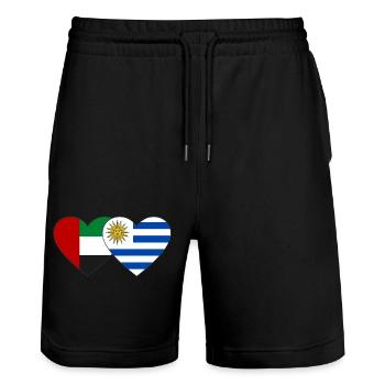 Vereinigte Arabische Emirate Uruguay Flagge Herz - Stanley/Stella Unisex Bio Joggingshorts Trainer  - Schwarz - Vorne - Nik (191cm) & Marisol (170cm)