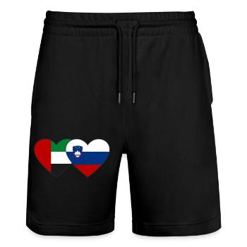 Vereinigte Arabische Emirate Slowenien Flagge Herz - Stanley/Stella Unisex Bio Joggingshorts Trainer  - Schwarz - Vorne - Nik (191cm) & Marisol (170cm)