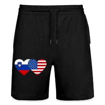 Slowenien USA Flagge Herz - Stanley/Stella Unisex Bio Joggingshorts Trainer  - Schwarz - Vorne - Nik (191cm) & Marisol (170cm)
