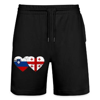 Slowenien Georgien Flagge Herz used - Stanley/Stella Unisex Bio Joggingshorts Trainer  - Schwarz - Vorne - Nik (191cm) & Marisol (170cm)