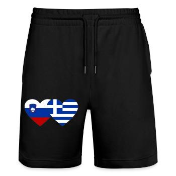 Slowenien Griechenland Flagge Herz - Stanley/Stella Unisex Bio Joggingshorts Trainer  - Schwarz - Vorne - Nik (191cm) & Marisol (170cm)