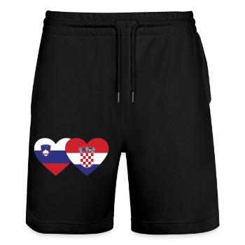 Slovénie Croatie Drapeau Coeur - Short de jogging bio TRAINER Stanley/Stella unisexe - noir - Devant - Nik (191cm) & Marisol (170cm)