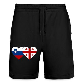 Slowenien Georgien Flagge Herz - Stanley/Stella Unisex Bio Joggingshorts Trainer  - Schwarz - Vorne - Nik (191cm) & Marisol (170cm)