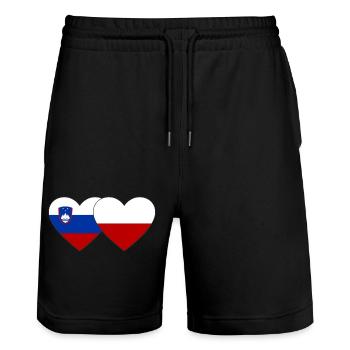 Slowenien Polen Flagge Herz - Stanley/Stella Unisex Bio Joggingshorts Trainer  - Schwarz - Vorne - Nik (191cm) & Marisol (170cm)