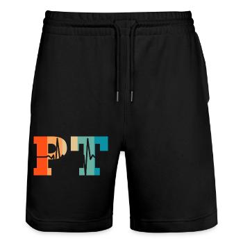 Herzschlag Retro-Physiotherapeut - Stanley/Stella Unisex Bio Joggingshorts Trainer  - Schwarz - Vorne - Nik (191cm) & Marisol (170cm)