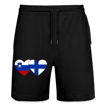 Slowenien Finnland Flagge Herz - Stanley/Stella Unisex Bio Joggingshorts Trainer  - Schwarz - Vorne - Nik (191cm) & Marisol (170cm)