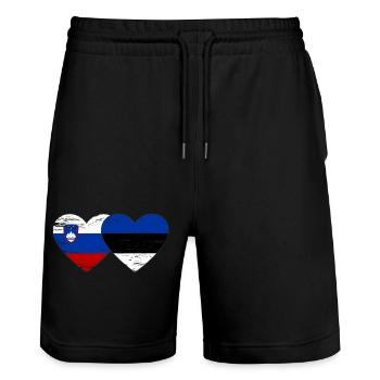 Slowenien Estland Flagge Herz used - Stanley/Stella Unisex Bio Joggingshorts Trainer  - Schwarz - Vorne - Nik (191cm) & Marisol (170cm)