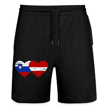 Slovénie Lettonie drapeau coeur utilisé - Short de jogging bio TRAINER Stanley/Stella unisexe - noir - Devant - Nik (191cm) & Marisol (170cm)