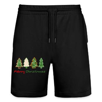 Joyeux Noël 4 arbre - Short de jogging bio TRAINER Stanley/Stella unisexe - noir - Devant - Nik (191cm) & Marisol (170cm)