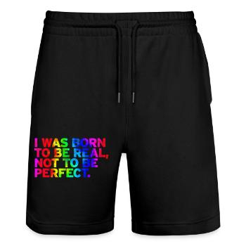 Be original vector design symbol retro quote label - Stanley/Stella Trainer Unisex Organic Jogging Shorts - black - Front - Nik (191cm) & Marisol (170cm)