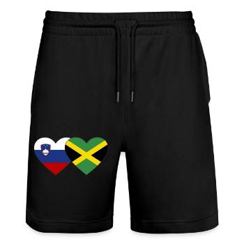Slowenien Jamaika Flagge Herz - Stanley/Stella Unisex Bio Joggingshorts Trainer  - Schwarz - Vorne - Nik (191cm) & Marisol (170cm)