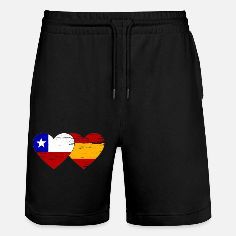 Chili Espagne drapeau coeur utilisé - Short de jogging bio TRAINER Stanley/Stella unisexe - noir