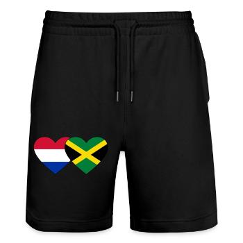 Holland Jamaica Flag Heart - Stanley/Stella Trainer Unisex Organic Jogging Shorts - black - Front - Nik (191cm) & Marisol (170cm)