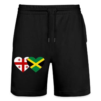 Géorgie Jamaïque Drapeau Coeur - Short de jogging bio TRAINER Stanley/Stella unisexe - noir - Devant - Nik (191cm) & Marisol (170cm)