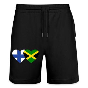 Finlande Jamaïque Drapeau Coeur - Short de jogging bio TRAINER Stanley/Stella unisexe - noir - Devant - Nik (191cm) & Marisol (170cm)