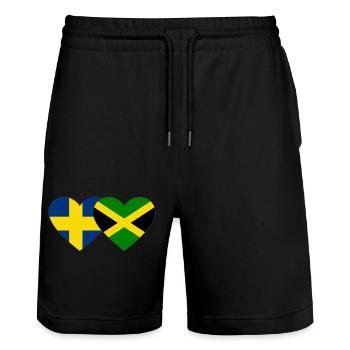 Schweden Jamaika Flagge Herz - Stanley/Stella Unisex Bio Joggingshorts Trainer  - Schwarz - Vorne - Nik (191cm) & Marisol (170cm)