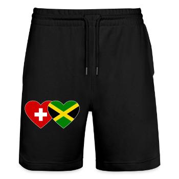 Suisse Jamaïque Drapeau Coeur - Short de jogging bio TRAINER Stanley/Stella unisexe - noir - Devant - Nik (191cm) & Marisol (170cm)