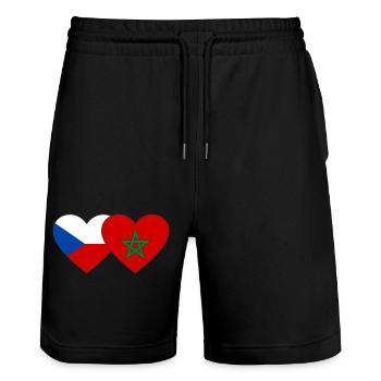 Tschechien Marokko Flagge Herz - Stanley/Stella Unisex Bio Joggingshorts Trainer  - Schwarz - Vorne - Nik (191cm) & Marisol (170cm)