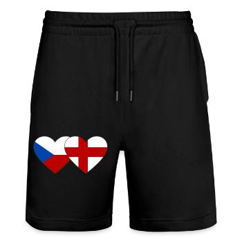 Tschechien England Flagge Herz - Stanley/Stella Unisex Bio Joggingshorts Trainer  - Schwarz - Vorne - Nik (191cm) & Marisol (170cm)