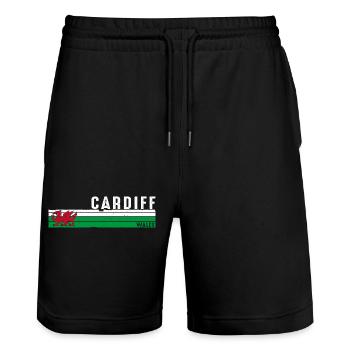 Cardiff, Wales: Lebendige Stadt und kulturelles Erbe - Stanley/Stella Unisex Bio Joggingshorts Trainer  - Schwarz - Vorne - Nik (191cm) & Marisol (170cm)