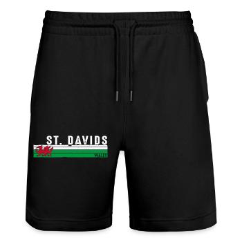 St. Davids Wales Coastal Serenity - Stanley/Stella Trainer Unisex Organic Jogging Shorts - black - Front - Nik (191cm) & Marisol (170cm)