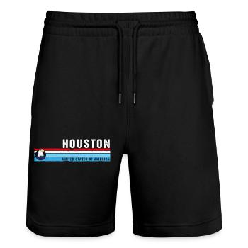 Houston Texas Est 1837 Vintage Klassischer Retro-Stil - Stanley/Stella Unisex Bio Joggingshorts Trainer  - Schwarz - Vorne - Nik (191cm) & Marisol (170cm)