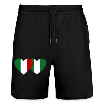Italie Nigeria Drapeau Coeur - Short de jogging bio TRAINER Stanley/Stella unisexe - noir - Devant - Nik (191cm) & Marisol (170cm)