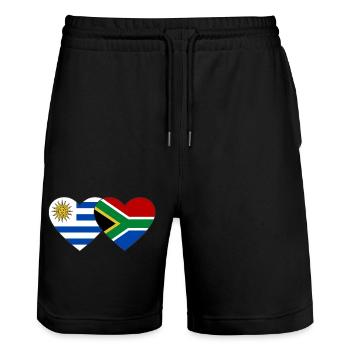 Uruguay Südafrika Flagge Herz - Stanley/Stella Unisex Bio Joggingshorts Trainer  - Schwarz - Vorne - Nik (191cm) & Marisol (170cm)