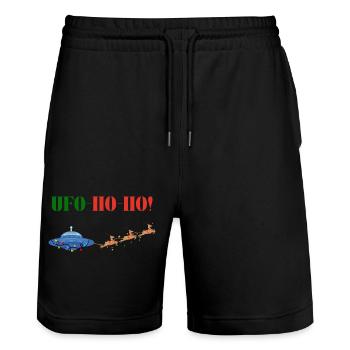 UFO-HO-HO! - Stanley/Stella Trainer Unisex Organic Jogging Shorts - black - Front - Nik (191cm) & Marisol (170cm)