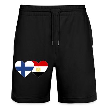 Finlande Égypte Drapeau Mains Coeur Forme - Short de jogging bio TRAINER Stanley/Stella unisexe - noir - Devant - Nik (191cm) & Marisol (170cm)