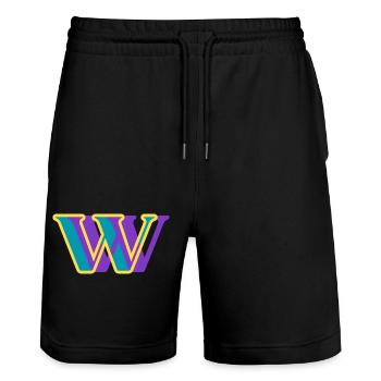 Letter w multicolor - Stanley/Stella Trainer Unisex Organic Jogging Shorts - black - Front - Nik (191cm) & Marisol (170cm)