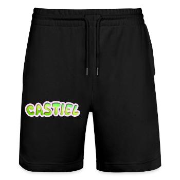 Castiel comme métier - Short de jogging bio TRAINER Stanley/Stella unisexe - noir - Devant - Nik (191cm) & Marisol (170cm)
