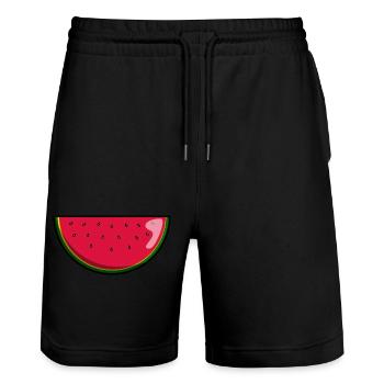 Melon Fruit - Stanley/Stella Trainer Unisex Organic Jogging Shorts - black - Front - Nik (191cm) & Marisol (170cm)