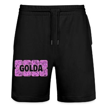 Gift for Golda - Stanley/Stella Trainer Unisex Organic Jogging Shorts - black - Front - Nik (191cm) & Marisol (170cm)