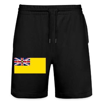 Niue - Stanley/Stella Unisex Bio Joggingshorts Trainer  - Schwarz - Vorne - Nik (191cm) & Marisol (170cm)
