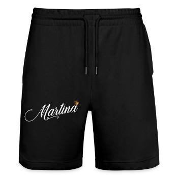 Martina Custom Name für Frauen Kinder Kleinkinder - - Stanley/Stella Unisex Bio Joggingshorts Trainer  - Schwarz - Vorne - Nik (191cm) & Marisol (170cm)