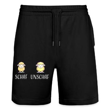 Schaf Unschaf lustiges cooles Geschenk - Stanley/Stella Unisex Bio Joggingshorts Trainer  - Schwarz - Vorne - Nik (191cm) & Marisol (170cm)
