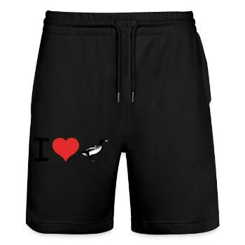 I love Ducks - Pet Design - Stanley/Stella Unisex Bio Joggingshorts Trainer  - Schwarz - Vorne - Nik (191cm) & Marisol (170cm)